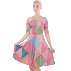 Background Geometric Triangle Quarter Sleeve A-line Dress by Sapixe