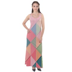 Background Geometric Triangle Sleeveless Velour Maxi Dress