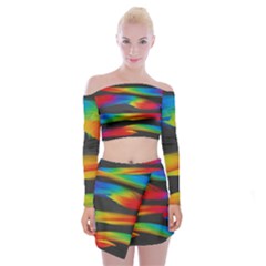 Colorful Background Off Shoulder Top With Mini Skirt Set