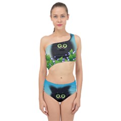 Kitten Black Furry Illustration Spliced Up Two Piece Swimsuit