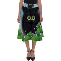 Kitten Black Furry Illustration Perfect Length Midi Skirt
