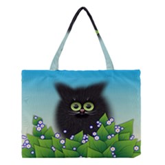 Kitten Black Furry Illustration Medium Tote Bag by Sapixe