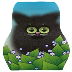 Kitten Black Furry Illustration Car Seat Back Cushion  by Sapixe