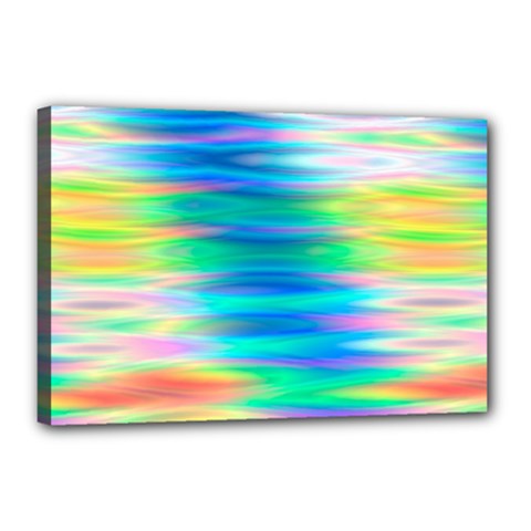 Wave Rainbow Bright Texture Canvas 18  X 12  (stretched) by Sapixe