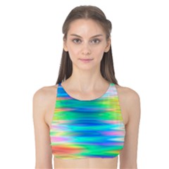 Wave Rainbow Bright Texture Tank Bikini Top