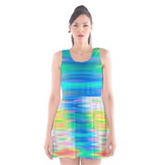 Wave Rainbow Bright Texture Scoop Neck Skater Dress