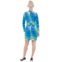Wave Rainbow Bright Texture Button Long Sleeve Dress View2