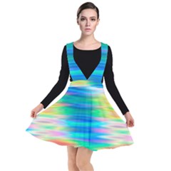 Wave Rainbow Bright Texture Plunge Pinafore Dress