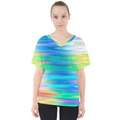 Wave Rainbow Bright Texture V-neck Dolman Drape Top