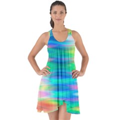 Wave Rainbow Bright Texture Show Some Back Chiffon Dress by Sapixe