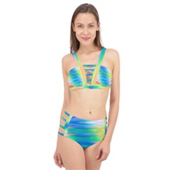 Wave Rainbow Bright Texture Cage Up Bikini Set