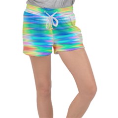 Wave Rainbow Bright Texture Women s Velour Lounge Shorts