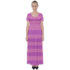 Pink Stripes Striped Design Pattern High Waist Short Sleeve Maxi Dress