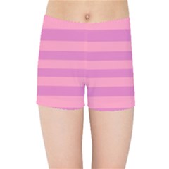 Pink Stripes Striped Design Pattern Kids  Sports Shorts