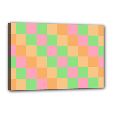 Checkerboard Pastel Squares Canvas 18  x 12  (Stretched)