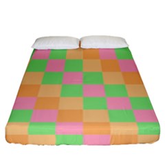 Checkerboard Pastel Squares Fitted Sheet (California King Size)