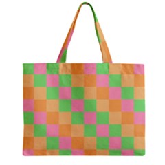 Checkerboard Pastel Squares Zipper Mini Tote Bag