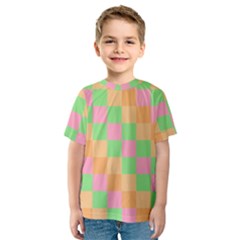 Checkerboard Pastel Squares Kids  Sport Mesh Tee