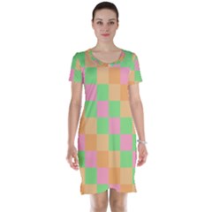 Checkerboard Pastel Squares Short Sleeve Nightdress