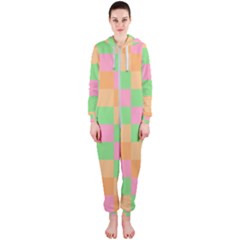 Checkerboard Pastel Squares Hooded Jumpsuit (Ladies) 