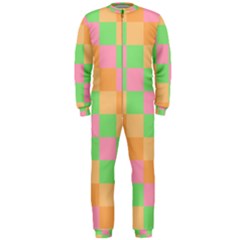 Checkerboard Pastel Squares Onepiece Jumpsuit (men)  by Sapixe