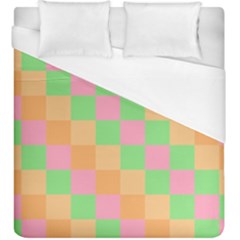 Checkerboard Pastel Squares Duvet Cover (King Size)