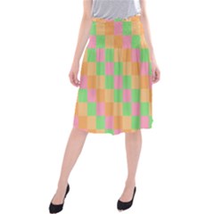 Checkerboard Pastel Squares Midi Beach Skirt