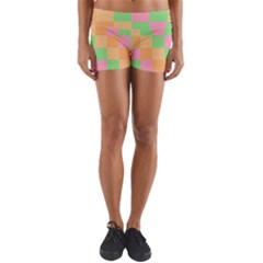 Checkerboard Pastel Squares Yoga Shorts