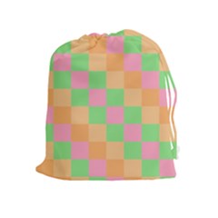 Checkerboard Pastel Squares Drawstring Pouch (xl) by Sapixe