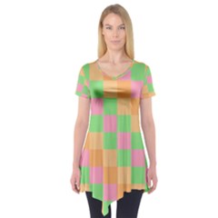 Checkerboard Pastel Squares Short Sleeve Tunic 