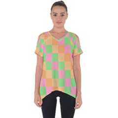 Checkerboard Pastel Squares Cut Out Side Drop Tee