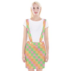 Checkerboard Pastel Squares Braces Suspender Skirt