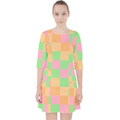 Checkerboard Pastel Squares Pocket Dress