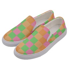 Checkerboard Pastel Squares Men s Canvas Slip Ons