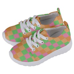 Checkerboard Pastel Squares Kids  Lightweight Sports Shoes