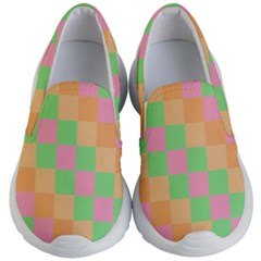 Checkerboard Pastel Squares Kids  Lightweight Slip Ons