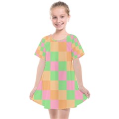 Checkerboard Pastel Squares Kids  Smock Dress by Sapixe