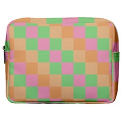 Checkerboard Pastel Squares Make Up Pouch (Large)