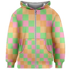 Checkerboard Pastel Squares Kids  Zipper Hoodie Without Drawstring