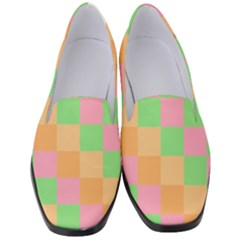 Checkerboard Pastel Squares Women s Classic Loafer Heels