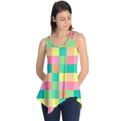 Checkerboard Pastel Squares Sleeveless Tunic by Sapixe