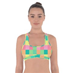 Checkerboard Pastel Squares Cross Back Sports Bra by Sapixe