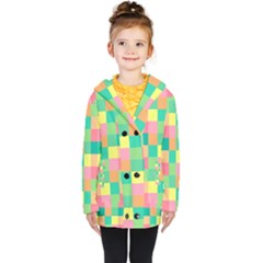 Checkerboard Pastel Squares Kids  Double Breasted Button Coat by Sapixe