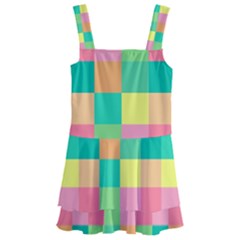 Checkerboard Pastel Squares Kids  Layered Skirt Swimsuit by Sapixe