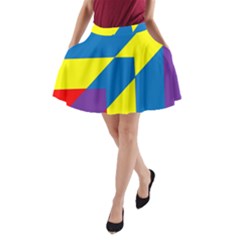 Colorful Red Yellow Blue Purple A-line Pocket Skirt by Sapixe