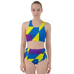 Colorful Red Yellow Blue Purple Racer Back Bikini Set