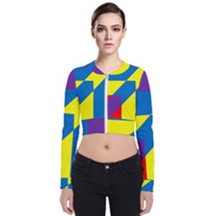 Colorful Red Yellow Blue Purple Long Sleeve Zip Up Bomber Jacket by Sapixe
