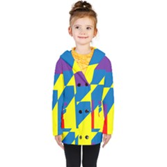 Colorful Red Yellow Blue Purple Kids  Double Breasted Button Coat by Sapixe