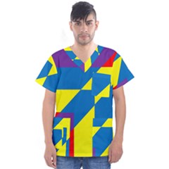 Colorful Red Yellow Blue Purple Men s V-neck Scrub Top