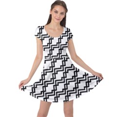 Pattern Monochrome Repeat Cap Sleeve Dress by Sapixe